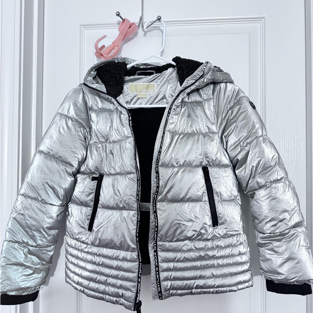 Michael Kors Kids Metallic Silver Puffer Jacket